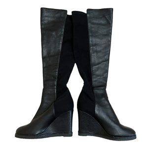 Vince Camuto Women's Size 6.5 Black Tall Over The Knee Platform Wedge Boots NWOB
